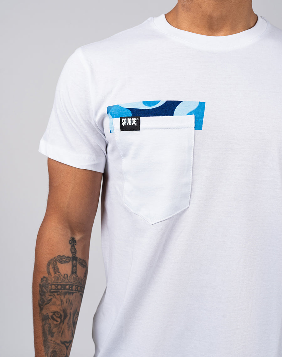 T-shirt de poche Camo Crew Bleu