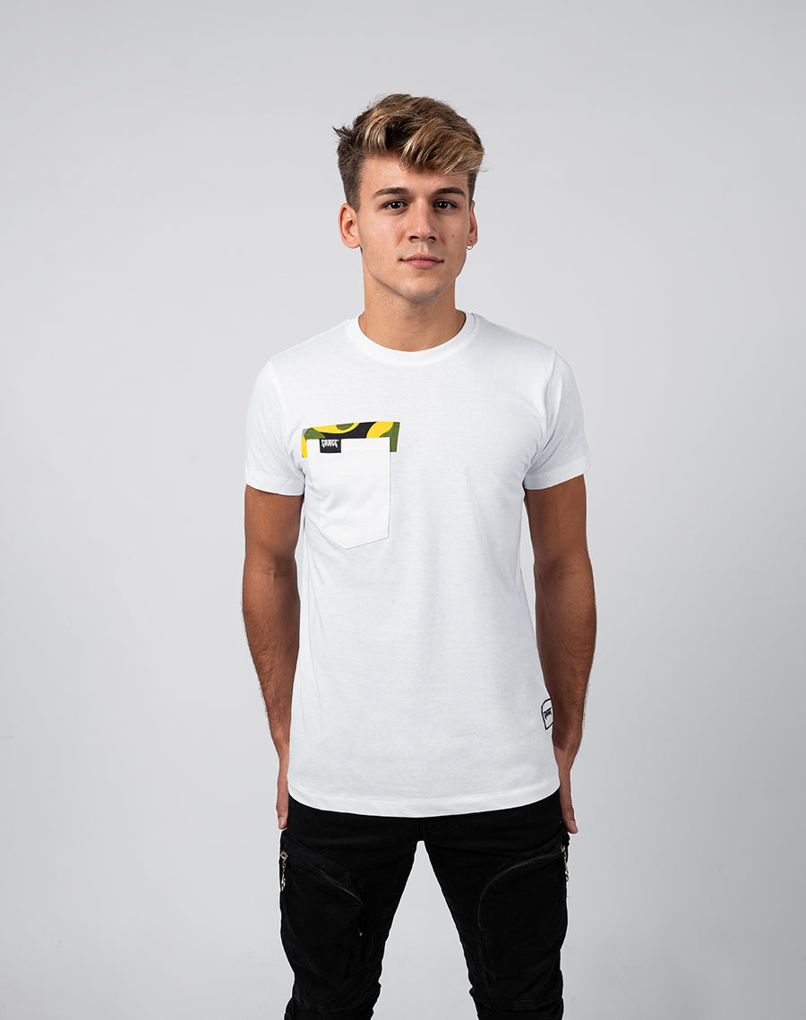 T-shirt de poche Camo Camo noir / jaune