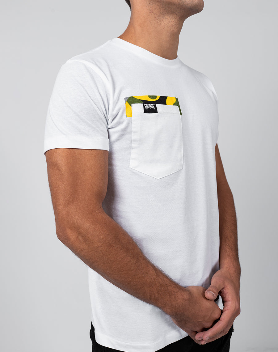 T-shirt de poche Camo Camo noir / jaune